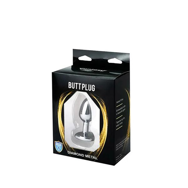 Silver Small Heart-Shaped Butt Plug With Black Crystal zdjęcie 3