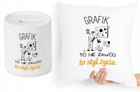 Dla Grafika Zestaw Poduszka + Skarbonka Prezent Z Nadrukiem Ze Zdjęciem