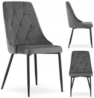 Krzesło Tapicerowane Welurowe Velvet do Salonu Kuchni Jadalni Szare