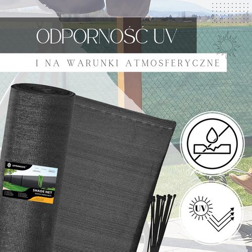 Siatka cieniująca 90% osłonowa 1,5x10m czarna 50 szt. opasek zaciskowych na Arena.pl