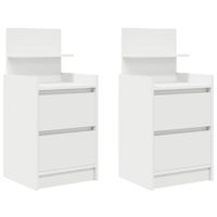 Szafki nocne z 2 szufladami 2 szt. Białe 38x34x80 cm