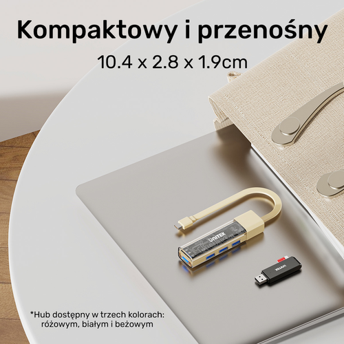 Unitek hub dwukierunkowy USB C/USB A 5Gbps, 4x USB A kremowy na Arena.pl