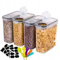 POJEMNIKI NA ŻYWNOŚĆ zestaw 4x2,5L pojemnik kuchenne + nakleji miarki