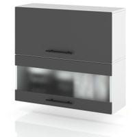 szafka kuchenna wisząca witryna szklana klapowa 80cm spremium szary mat