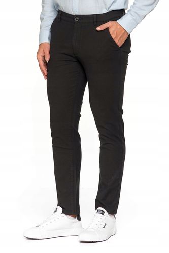 SPODNIE MĘSKIE Eleganckie Czarne Chinosy Nogawka Prosta Modne MORAJ r. 32 na Arena.pl