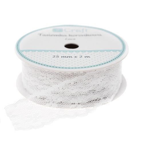 TASIEMKA KORONKOWA 2,5 CM X 2 M BIAŁA DP CRAFT na Arena.pl