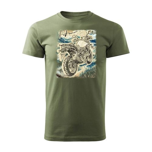 Koszulka z motocyklem na motor Suzuki V-strom Vstrom DL 650 XT męska khaki REGULAR L na Arena.pl