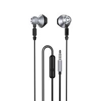metalowe przewodowe słuchawki douszne 3,5 mm mini jack szary