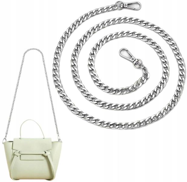 Pasek Do Torebki Torby Łańcuch Długi Srebrny Gruby zdjęcie 5