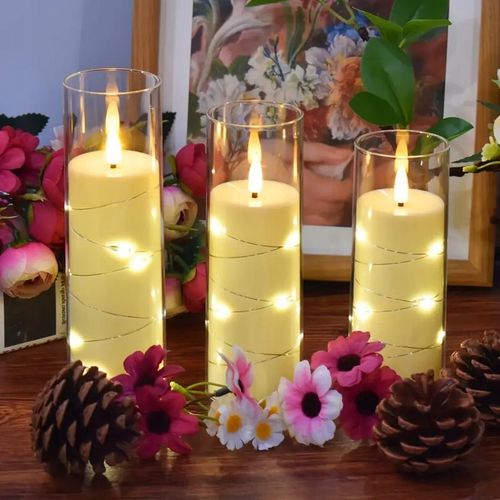 2 x Zestaw 3 ŚWIECA LED ELEKTRYCZNY WKŁAD DO ZNICZY Z BATERIAMI I DRUCIKIEM na Arena.pl