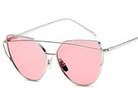 OKULARY LUSTRZANKI GLAM ROCK KOCIE OKO CAT EYE PINK SILVER O9_Różowy
