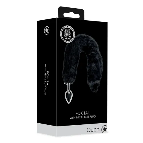 ouch! fox tail plug metalowy z puszystym ogonem, srebrny/czarny na Arena.pl