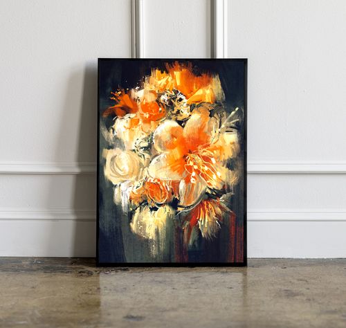 Plakat abstrakcja obraz kwiaty 30x40 cm w czarnej ramie na Arena.pl