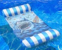 materac dmuchany do pływania plażowy z siatką niebieski rekin