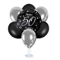 Zestaw balonów na stojaku 50 urodziny, srebrny
