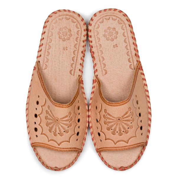 Damskie klapki skórzane naturalne zdjęcie 2