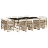 13-cz. zestaw mebli ogrodowych z poduszkami, beżowy, polirattan