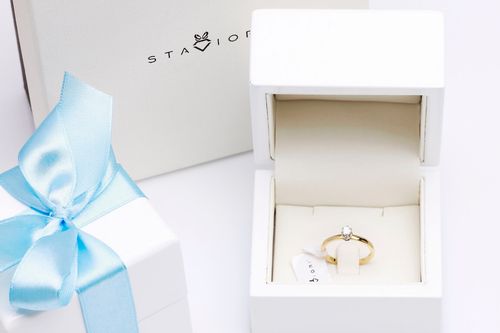 piękny klasyczny pierścionek zaręczynowy z brylantem 0,15ct g/si na Arena.pl