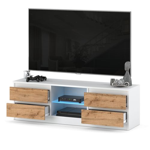 Szafka Rtv Do Sypialni Salonu 138cm Stolik Pojemny Nowoczesny Biały Wotan na Arena.pl