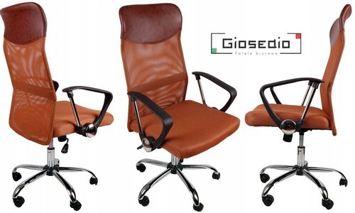 Fotel BIUROWY przewiewny obrotowy GIOSEDIO brązowy na Arena.pl