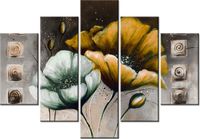 105CM 150CM OBRAZ 5 ELEM MALOWANE MAKI ZÓŁCI DRUK