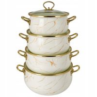 Zestaw Garnków Emalia Garnki Emaliowane Zilner Garnek 8 el. Marmurek