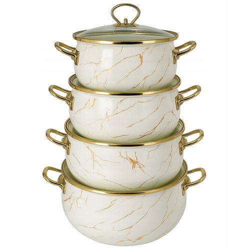 Zestaw Garnków Emalia Garnki Emaliowane Zilner Garnek 8 el. Marmurek na Arena.pl