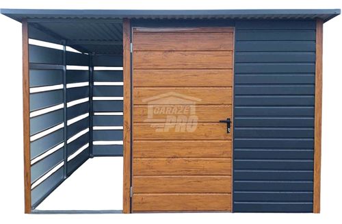 Schowek domek ogrodowy 2x2m + wiata 1m Drzwi okno dach spad w tył  GP516 na Arena.pl