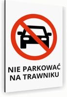 Tabliczka znak informacyjny 30x20 Biała NIE PARKOWAĆ NA TRAWIE Aluminiowa