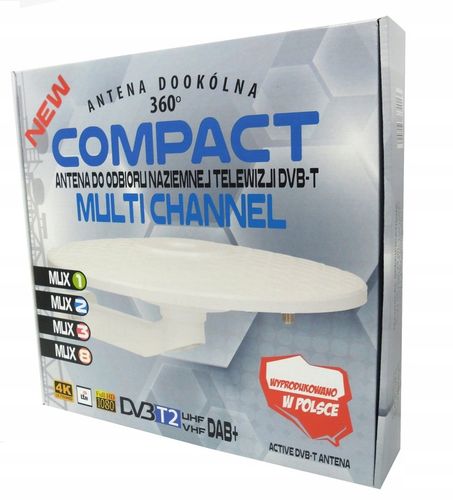 ANTENA TV DOOKÓLNA DVB-T2 KOMPAKTOWA AKTYWNA CZARNA na Arena.pl
