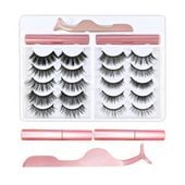 Rzęsy Magnetyczne 10 PAR Sztuczne DŁUGIE Zestaw XXXL + PĘSETA + 2X EYELINER