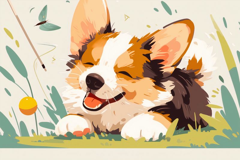Plakat 45x30cm Beztroski Corgi zdjęcie 1