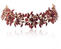 choker czerwone kwiatuszki z kryształkami z kolekcji blossom (c8157au/1/cz)