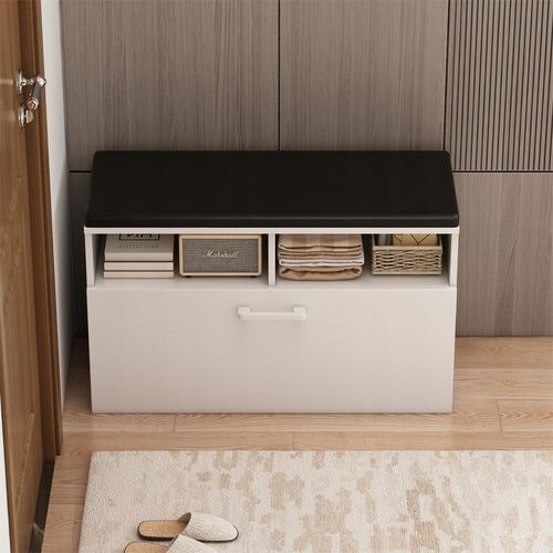 Szafka na buty biała ze schowkiem otwierana na Arena.pl