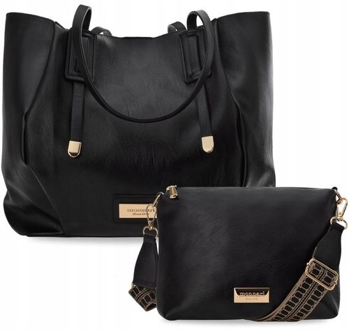 Torba Damska Duży Worek Shopper Torebka Monnari + Listonoszka Czarna na Arena.pl