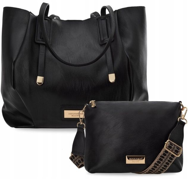 Torba Damska Duży Worek Shopper Torebka Monnari + Listonoszka Czarna zdjęcie 6