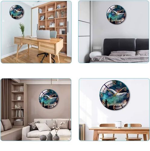 zegar ścienny szkło hartowane cichy 26cm wieloryb na Arena.pl