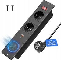 LISTWA ZASILAJĄCA Z ŁADOWARKĄ BEZPRZEWODOWĄ, PORTAMI USB USB-C PD20W CZARNA