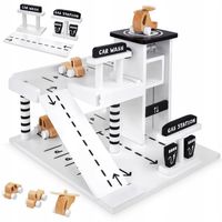 Duży Garaż Drewniany Dla Dzieci Parking Zabawka Auta Helikopter Myjnia