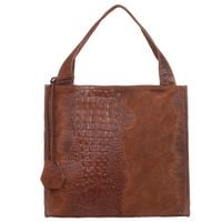 VERA PELLE torebka damska zamszowa shopper kroko na ramię V549 brązowa