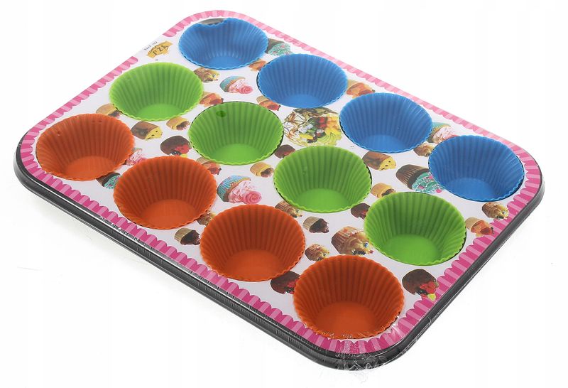 FORMA BLACHA MUFFINKI + 12 SILIKONOWE BABECZKI zdjęcie 4
