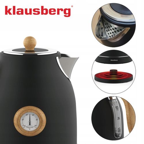 Czajnik elektryczny Klausberg KB-7907 1.7L z termometrem Czarny Retro 2200W na Arena.pl