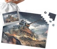 PUZZLE - WOJSKO CZOŁGI MILITARIA WZORY DLA CHŁOPCA 35el + WORECZEK