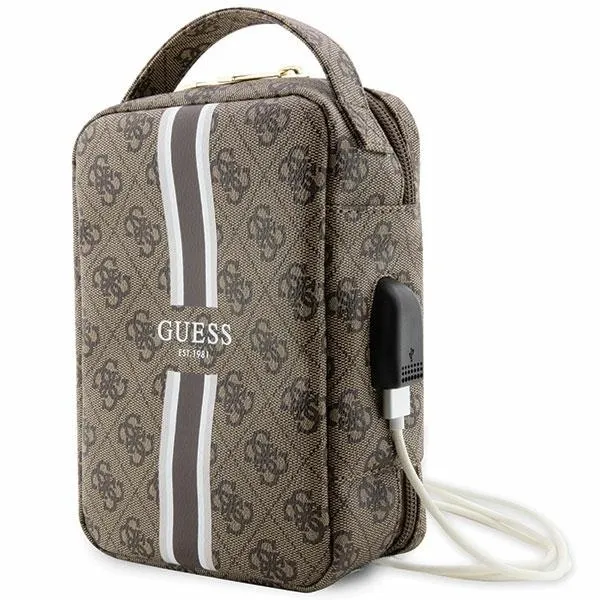 Torba organizer Guess 4G Printed Stripes - brązowa zdjęcie 1