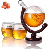 ZESTAW DO WHISKY KARAFKA BUTELKA PREZENT + DREWNIANY STOJAK I 2 SZKLANKI