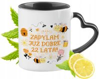 Na Urodziny 22 22Gie Kubek Czarny Z Uszkiem W Kształcie Serca Na Prezent
