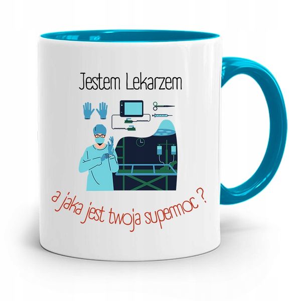 Kubek Błękitny Dla Doktora A Twoja Supermoc Z Nadrukiem Ze Zdjęciem zdjęcie 1