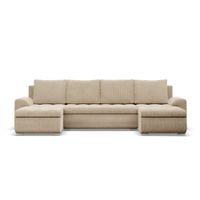 Narożnik U, z leżankami, BOSCO, sztruks, 302x159x89 cm, beżowy