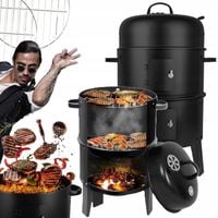 GRILL WĘGLOWY WĘDZARNIA PALENISKO 3w1 gotowanie na parze TERMOMETR pokrywa