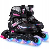 Rolki damskie z regulacją rozmiaru M (35-38) + świecące kółka